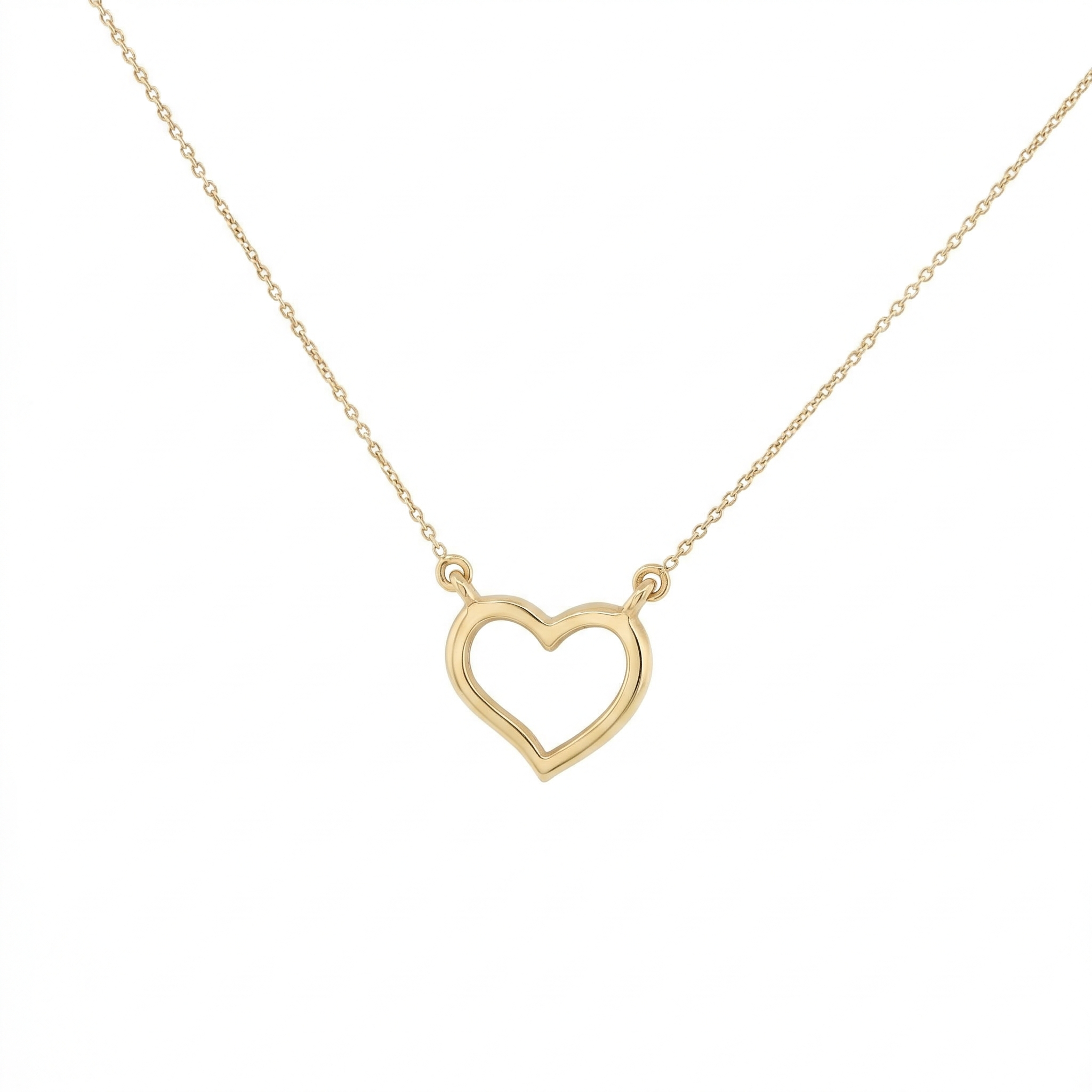 14k Gold Diamond Half-Pave Heart Necklace
