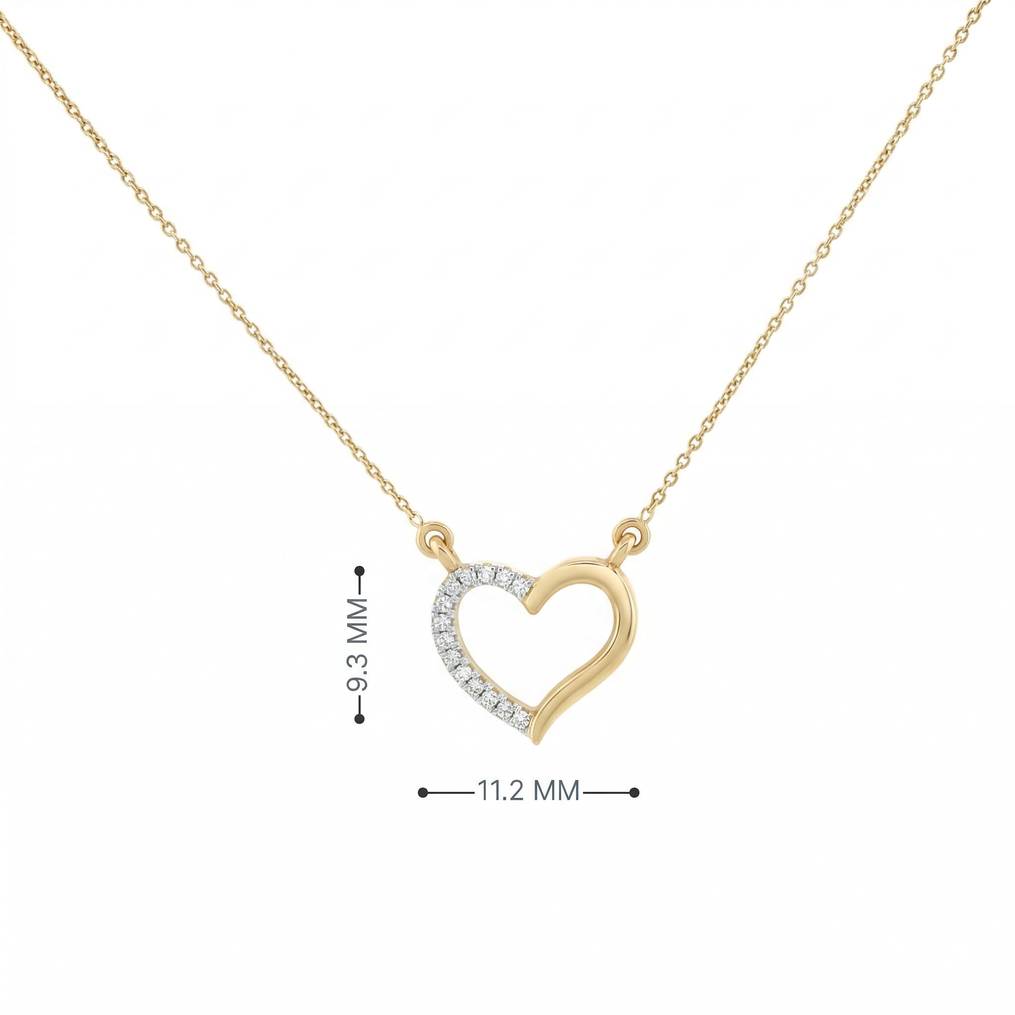 14k Gold Diamond Half-Pave Heart Necklace