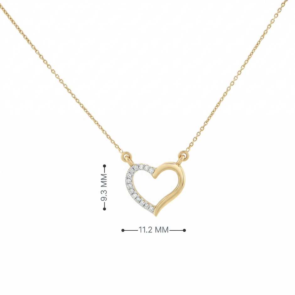 14k Gold Diamond Half-Pave Heart Necklace
