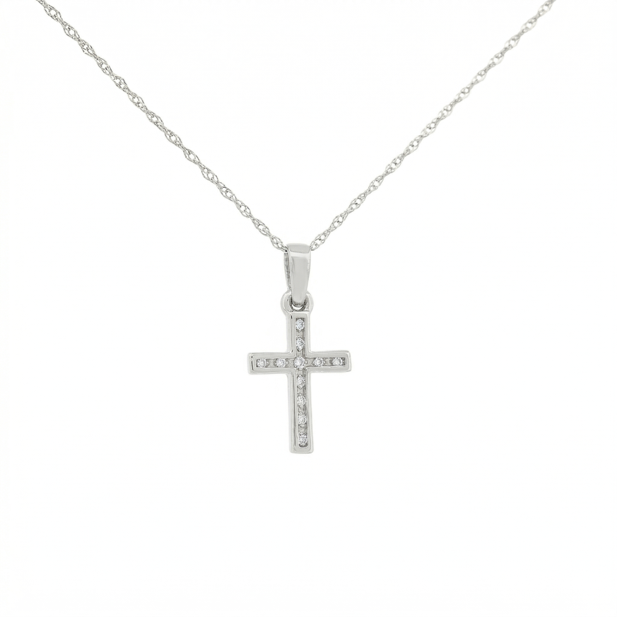 14k Gold 0.11ctw Diamond Cross Necklace