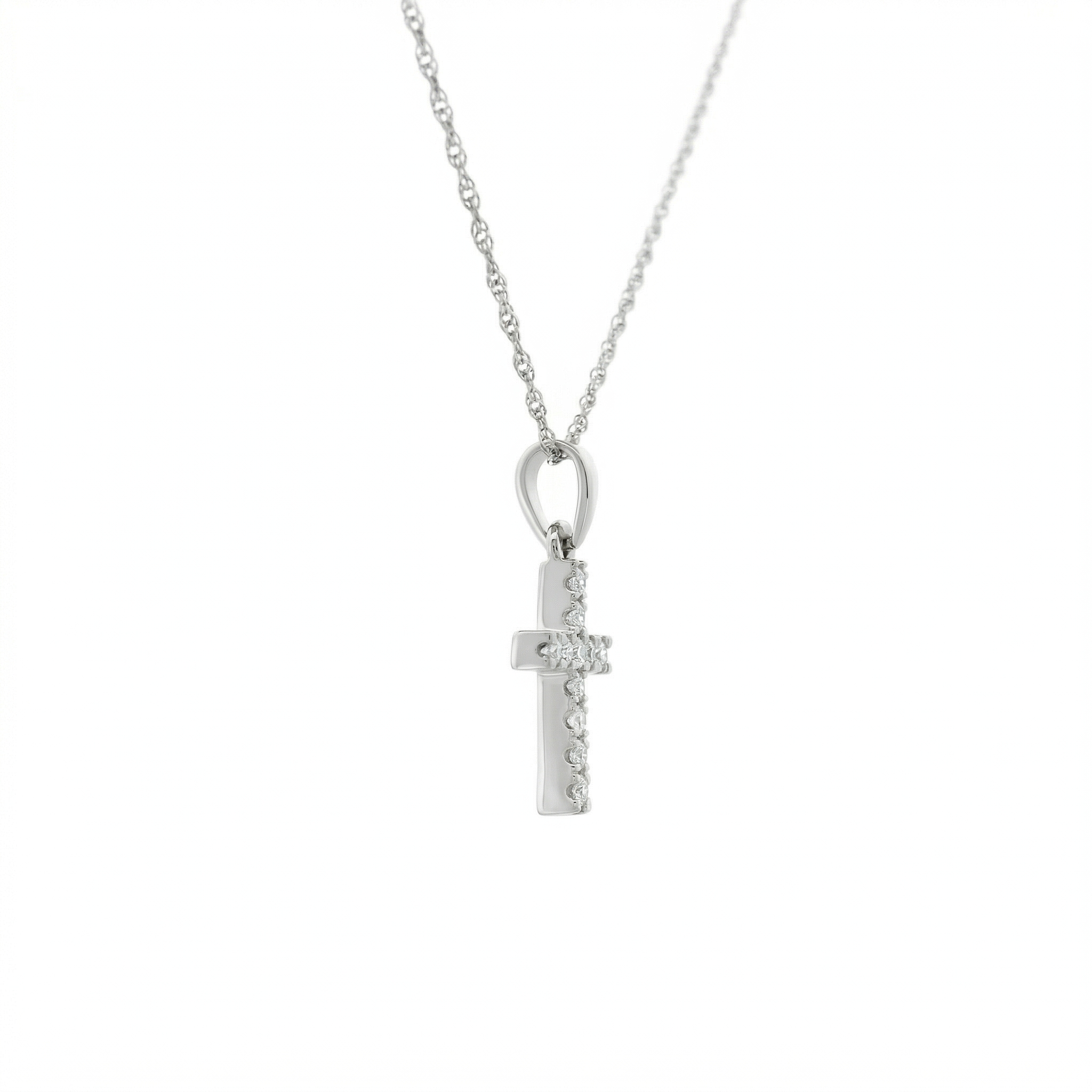 14k Gold 0.11ctw Diamond Cross Necklace