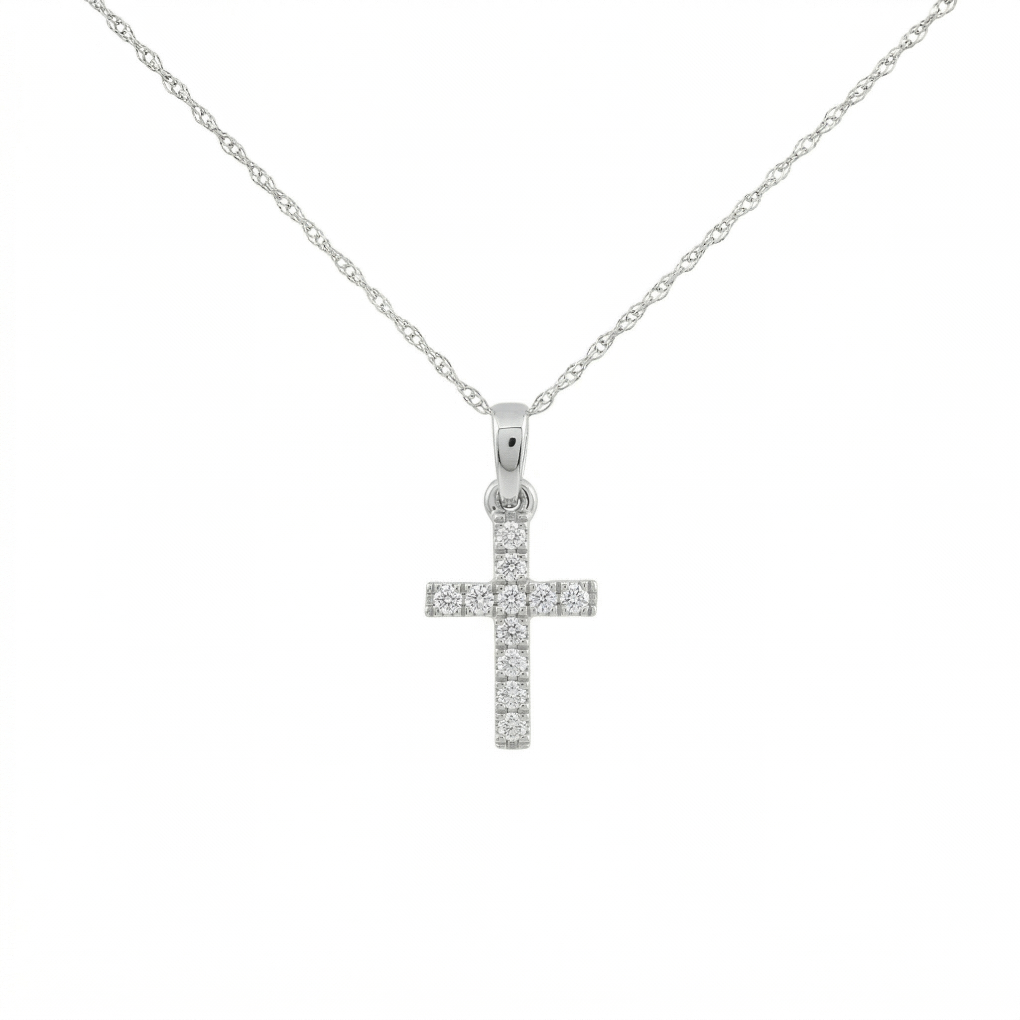 14k Gold 0.11ctw Diamond Cross Necklace