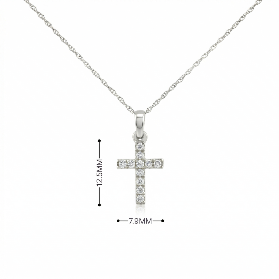 14k Gold 0.11ctw Diamond Cross Necklace