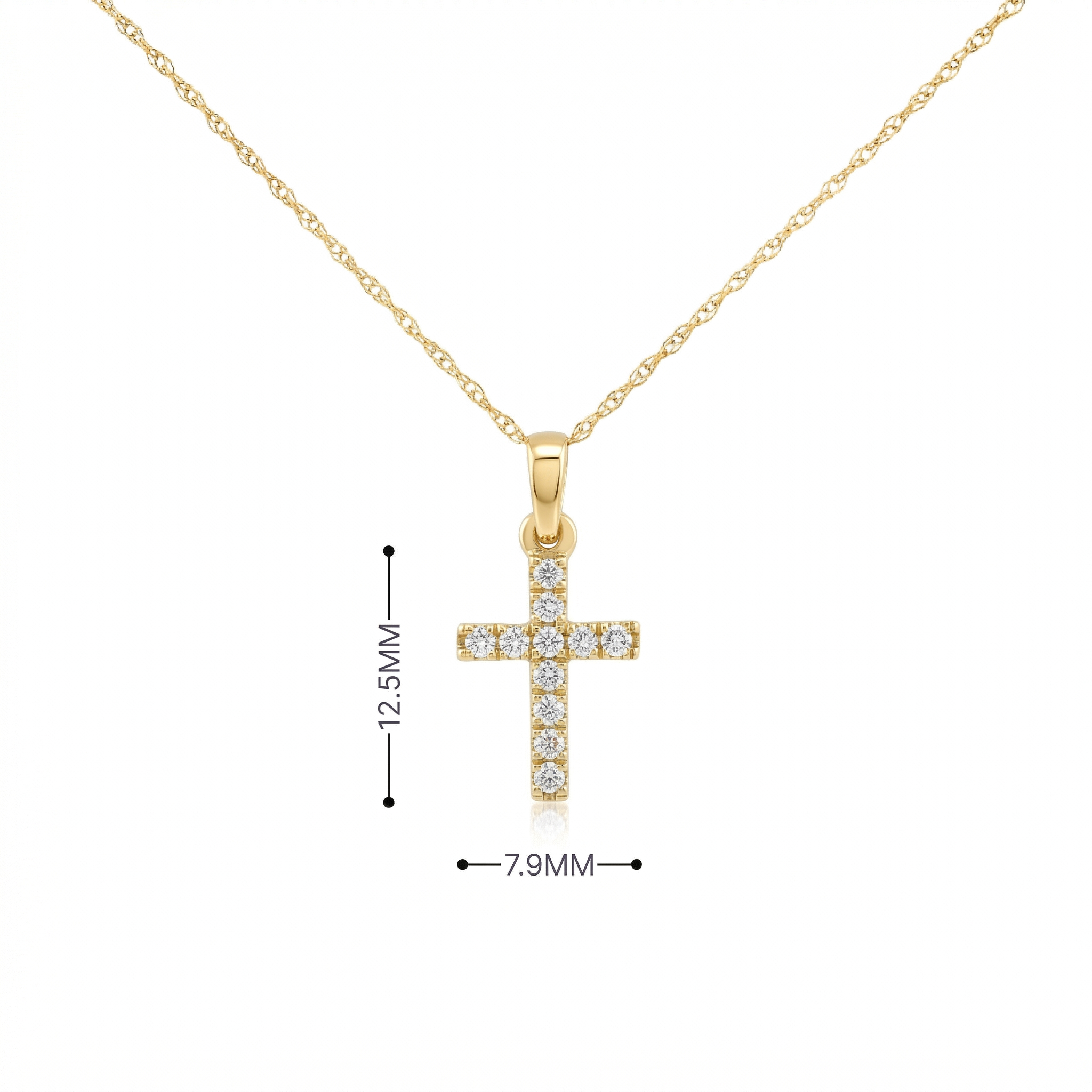 14k Gold 0.11ctw Diamond Cross Necklace
