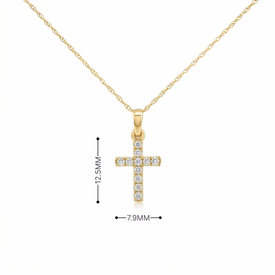 14k Gold 0.11ctw Diamond Cross Necklace