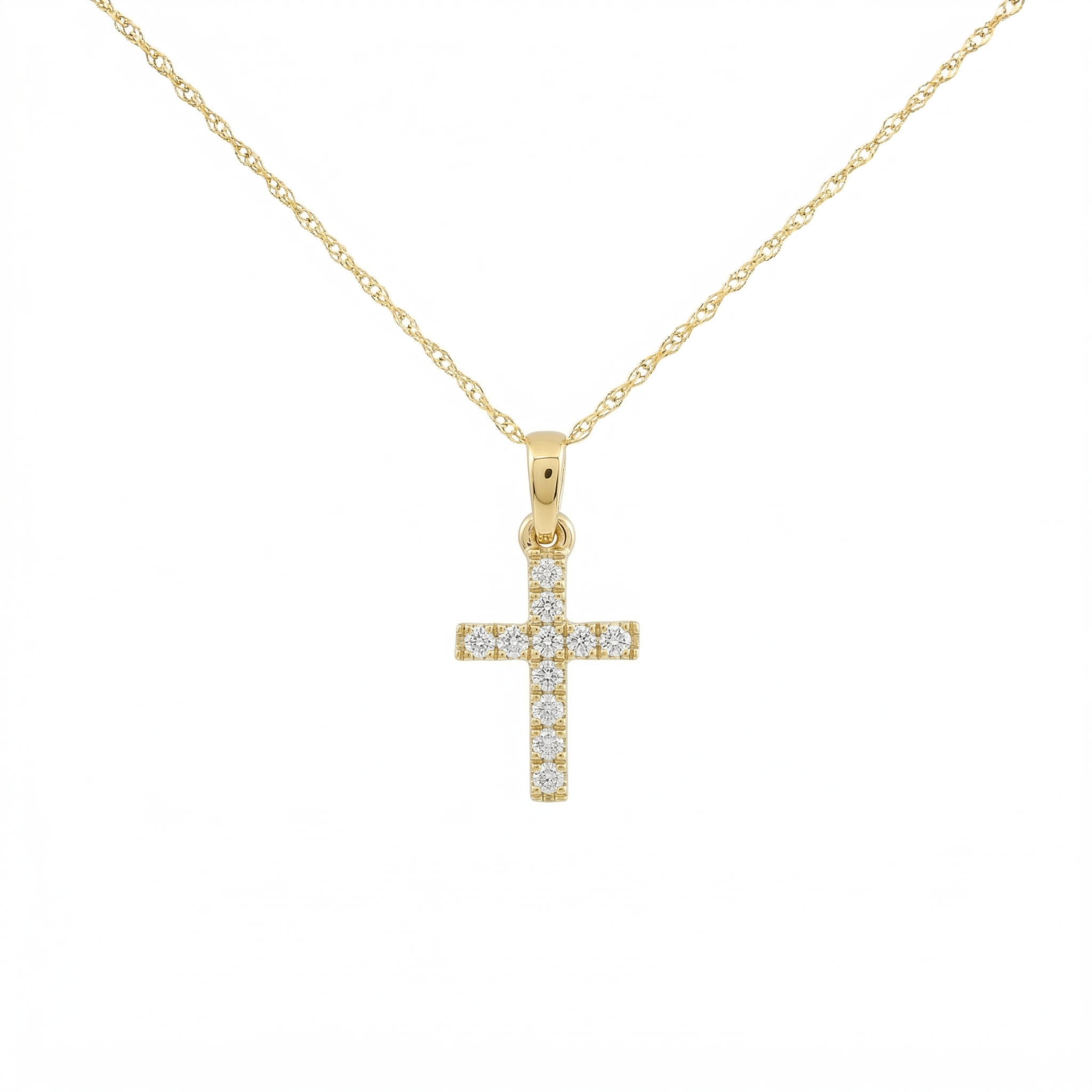 14k Gold 0.11ctw Diamond Cross Necklace
