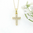 14k Gold 0.11ctw Diamond Cross Necklace