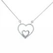 14k Gold 0.10ctw Diamond Double Heart Necklace