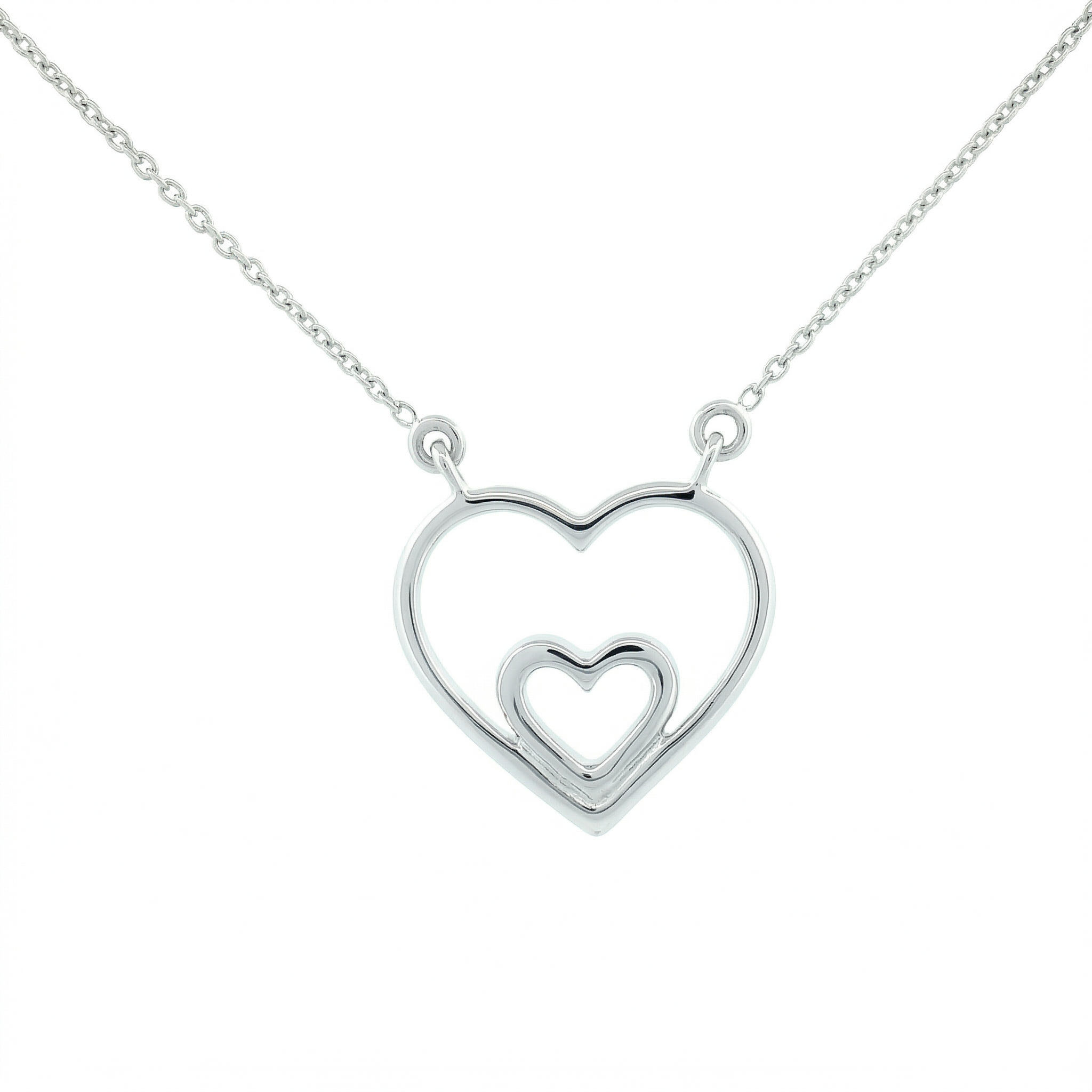 14k Gold 0.10ctw Diamond Double Heart Necklace