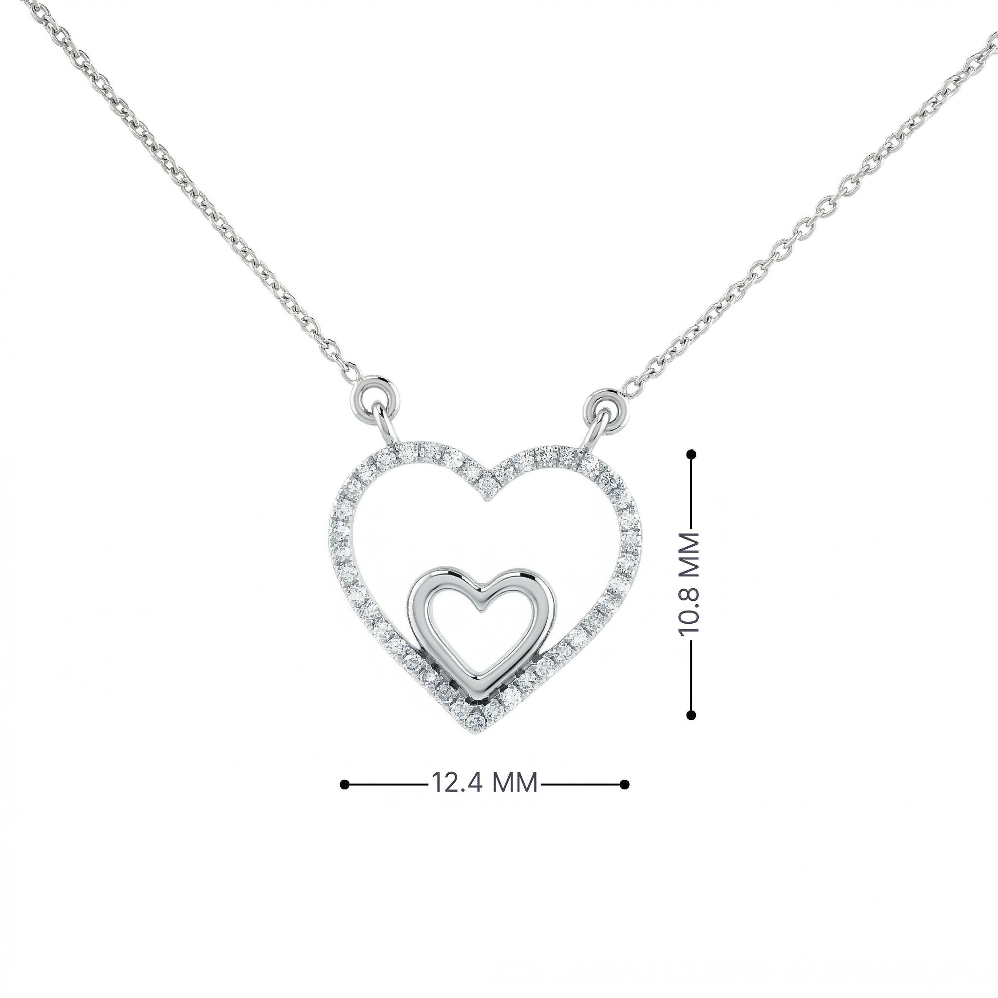 14k Gold 0.10ctw Diamond Double Heart Necklace