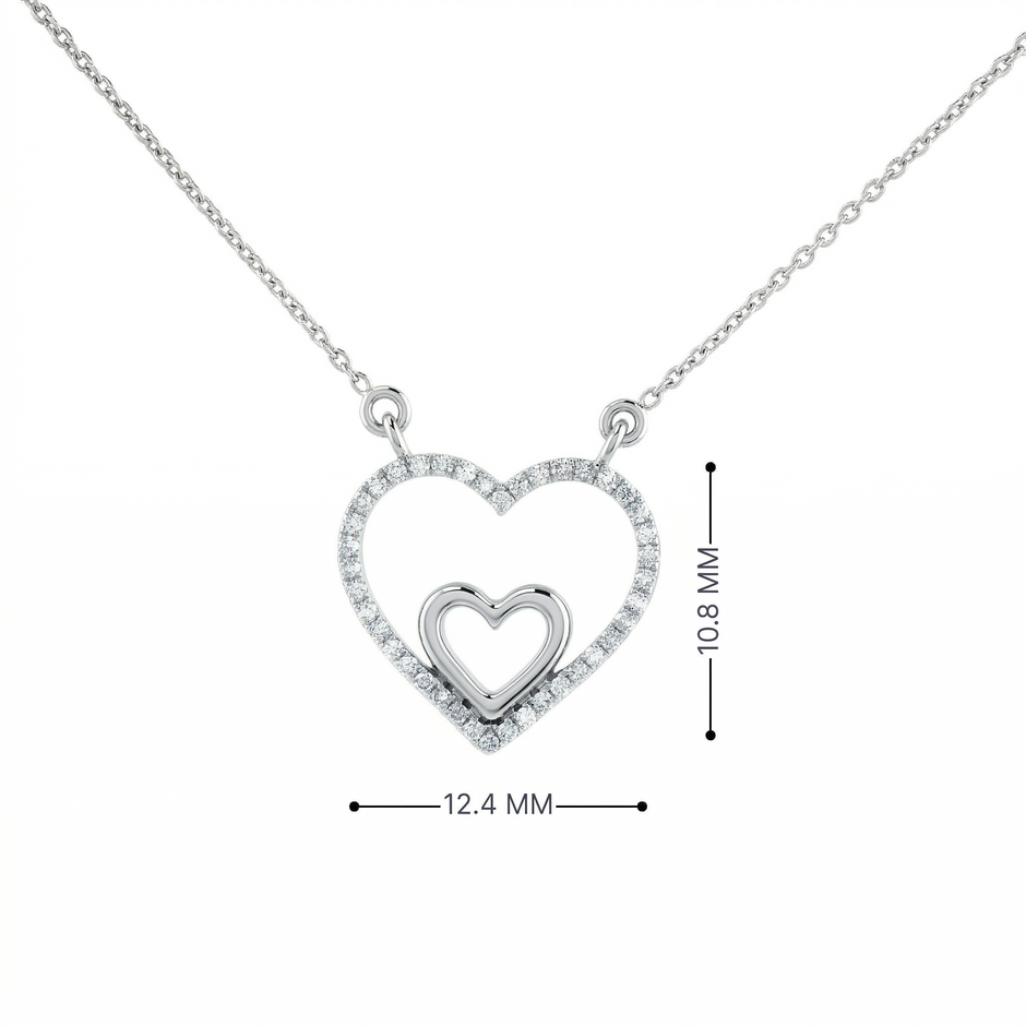 14k Gold 0.10ctw Diamond Double Heart Necklace