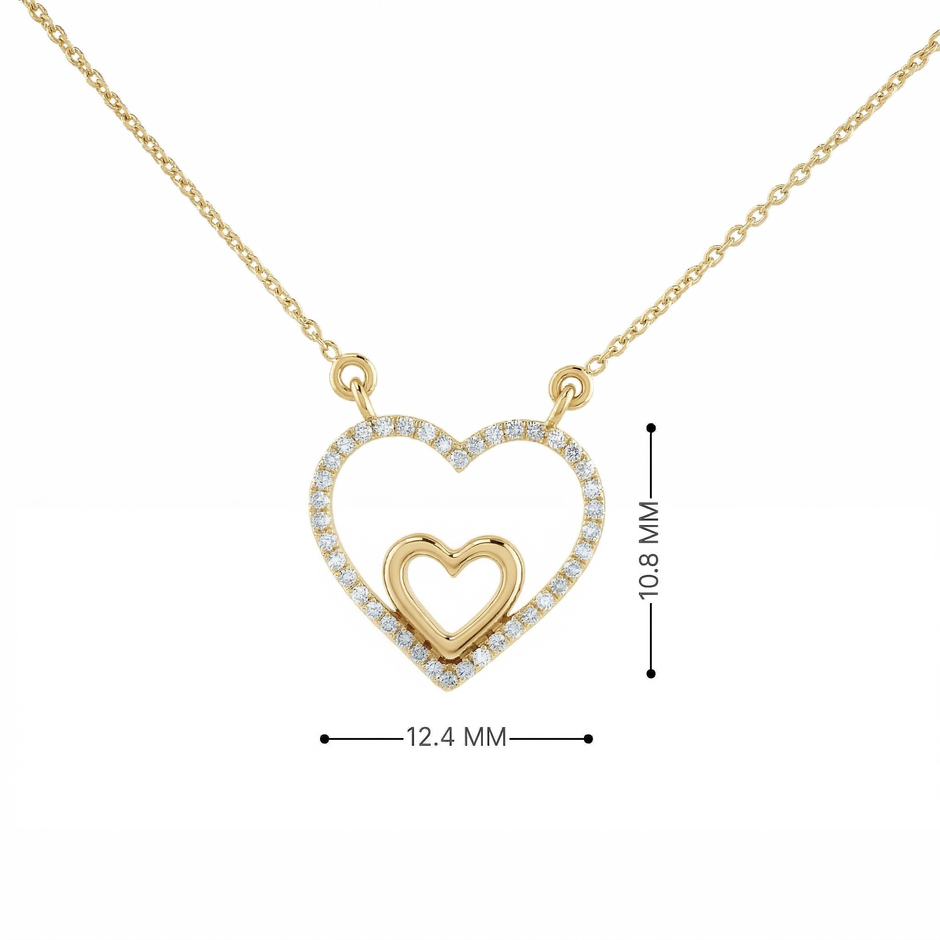 14k Gold 0.10ctw Diamond Double Heart Necklace