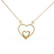 14k Gold 0.10ctw Diamond Double Heart Necklace
