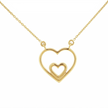 14k Gold 0.10ctw Diamond Double Heart Necklace