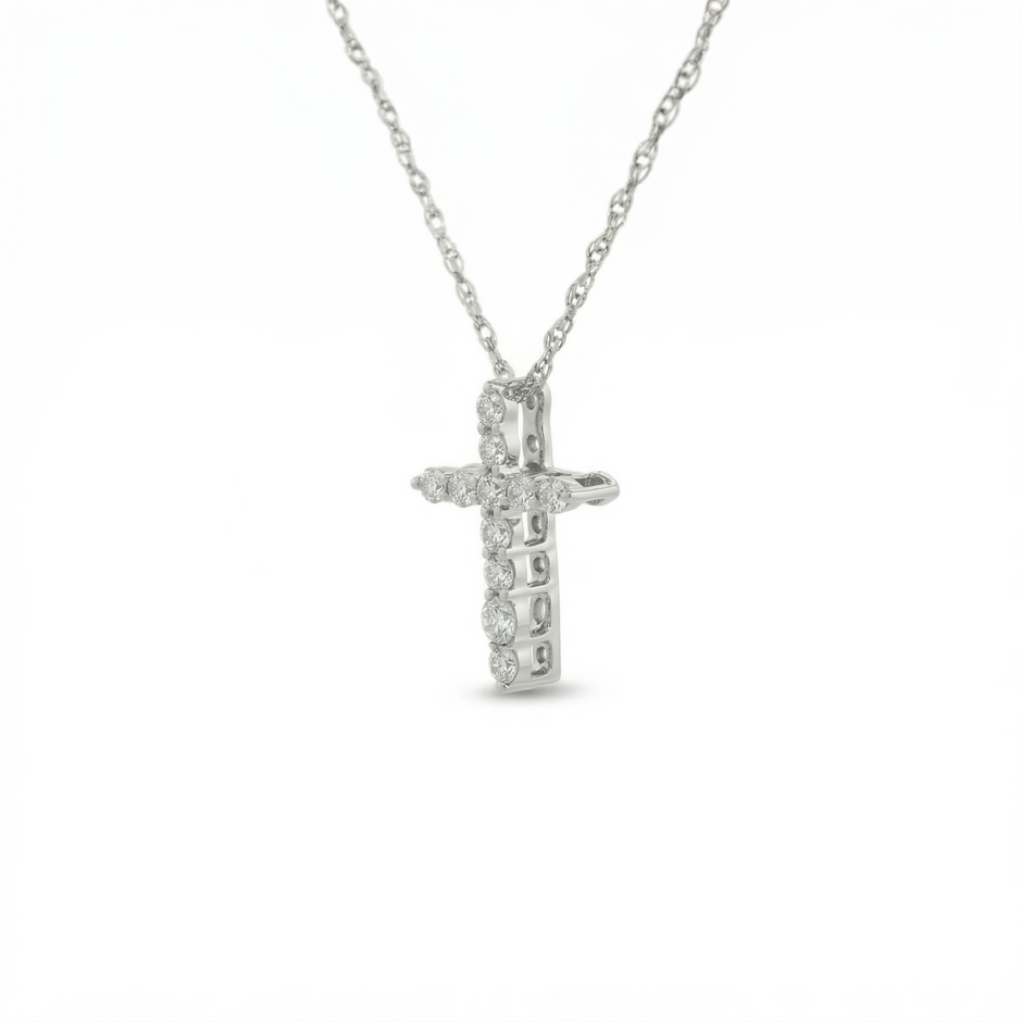 14k Gold Diamond Cross Necklace