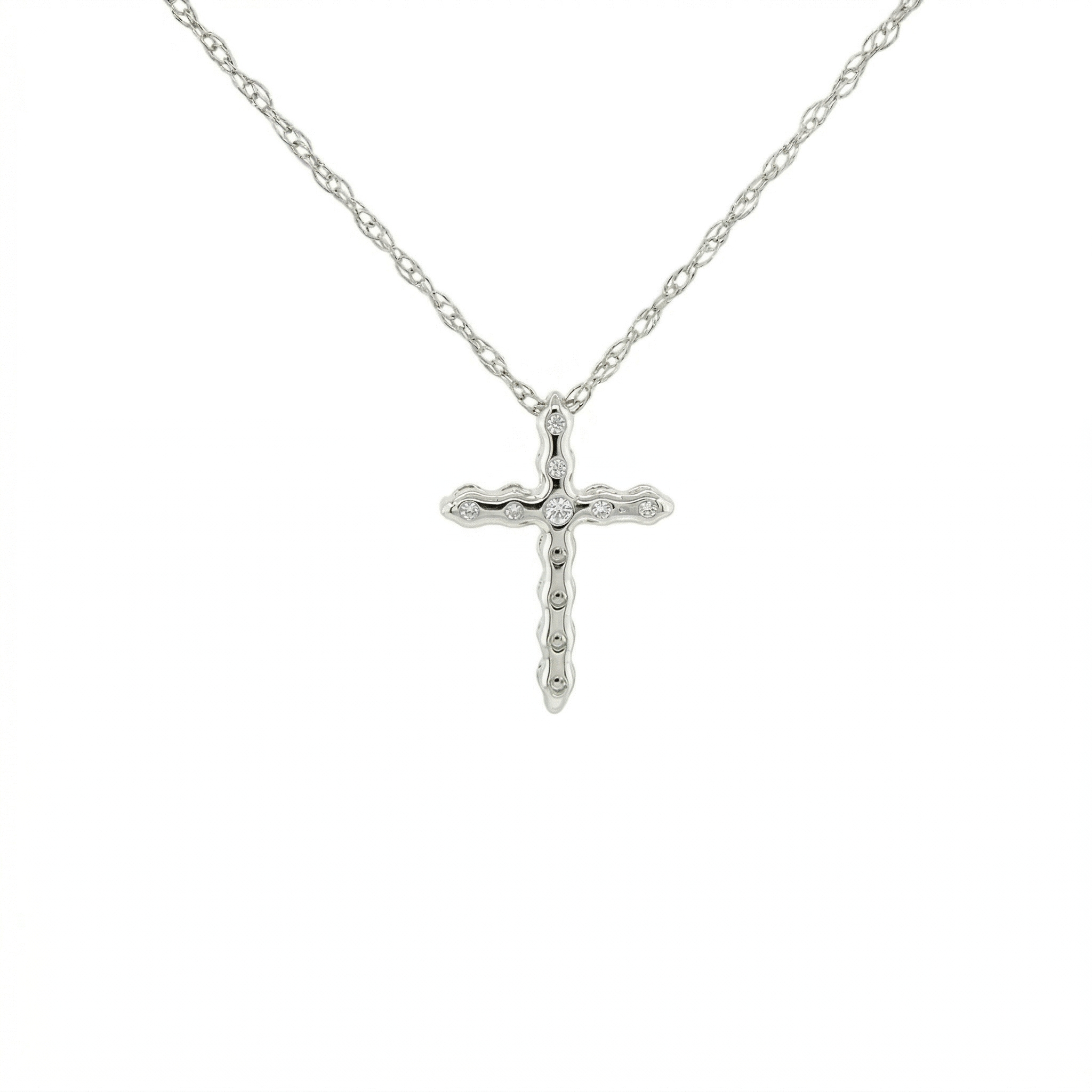 14k Gold Diamond Cross Necklace