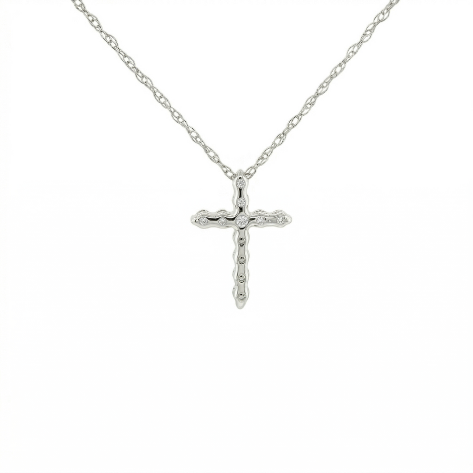 14k Gold Diamond Cross Necklace