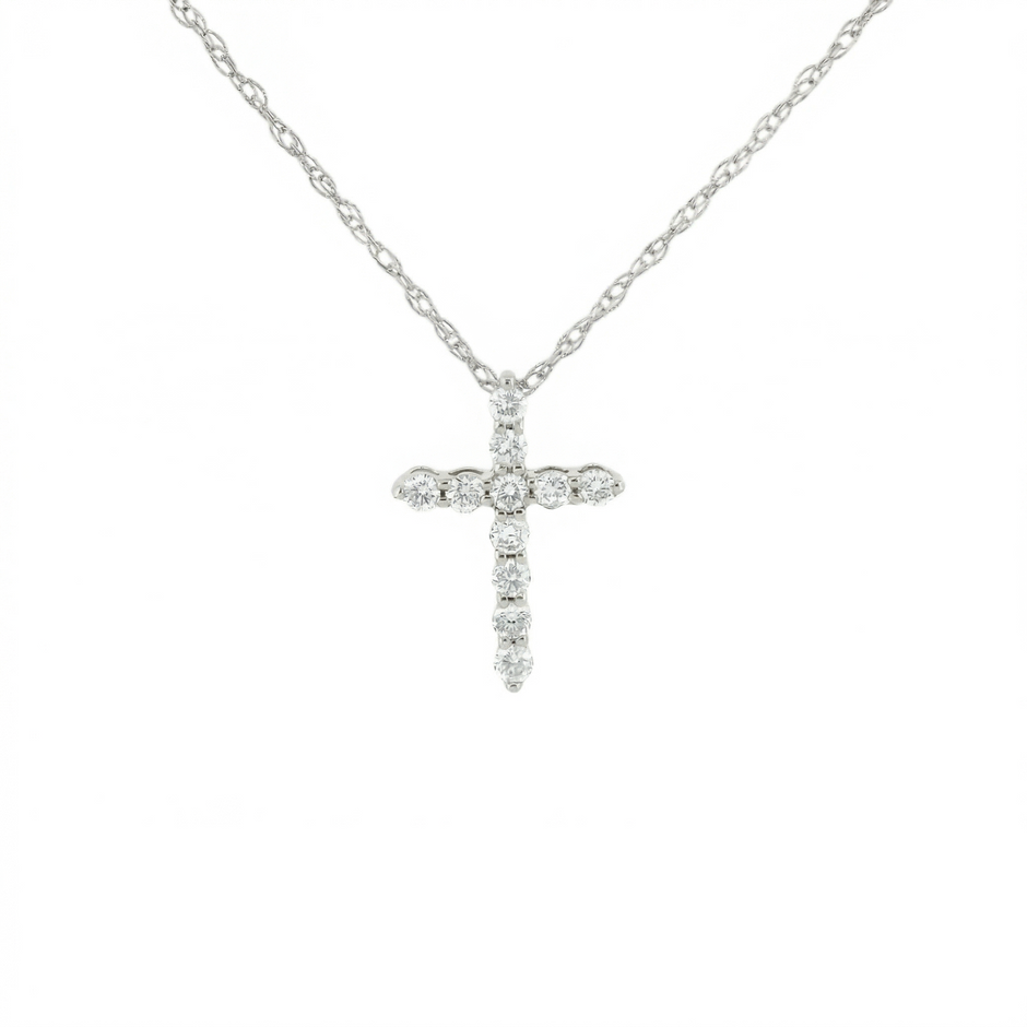14k Gold Diamond Cross Necklace