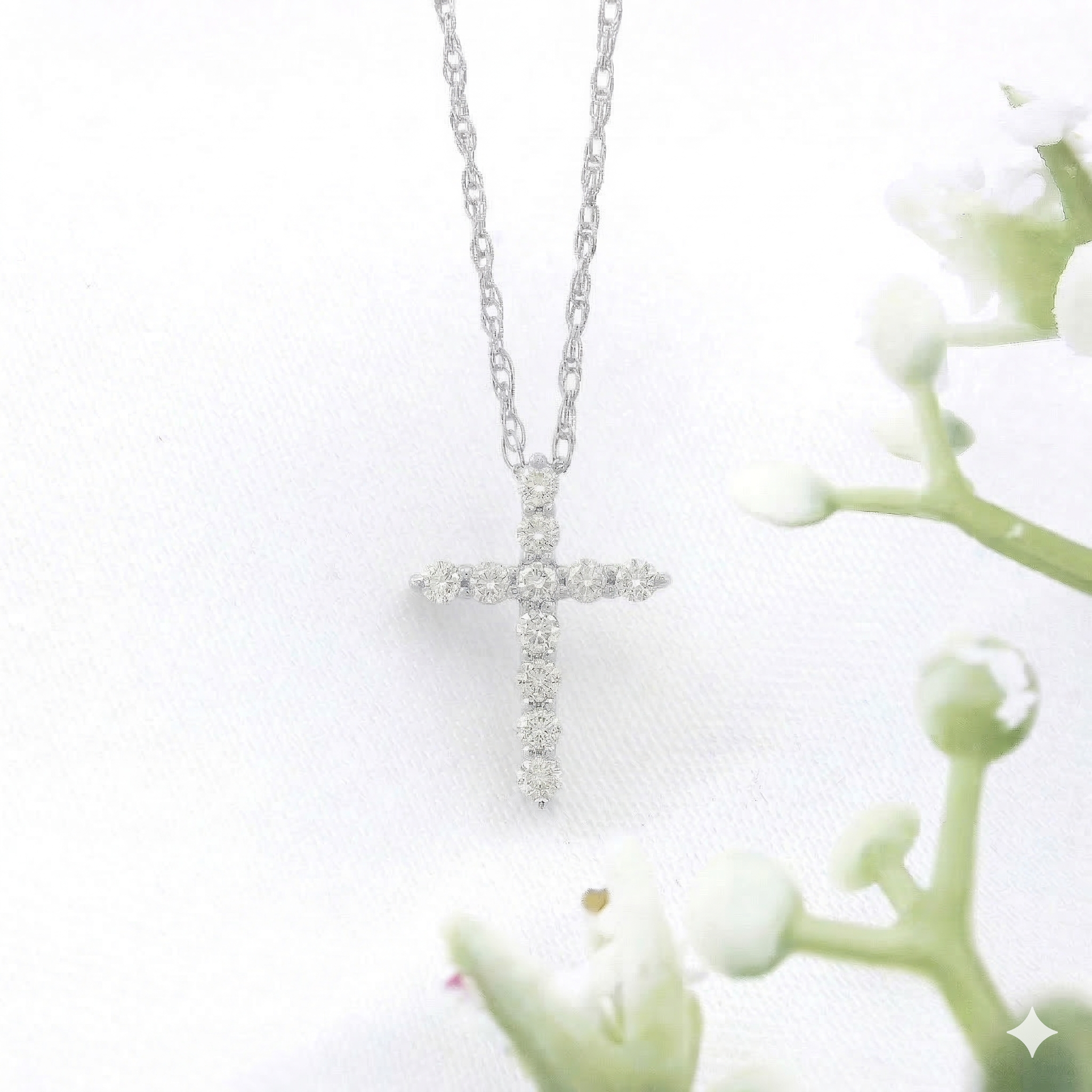 14k Gold Diamond Cross Necklace