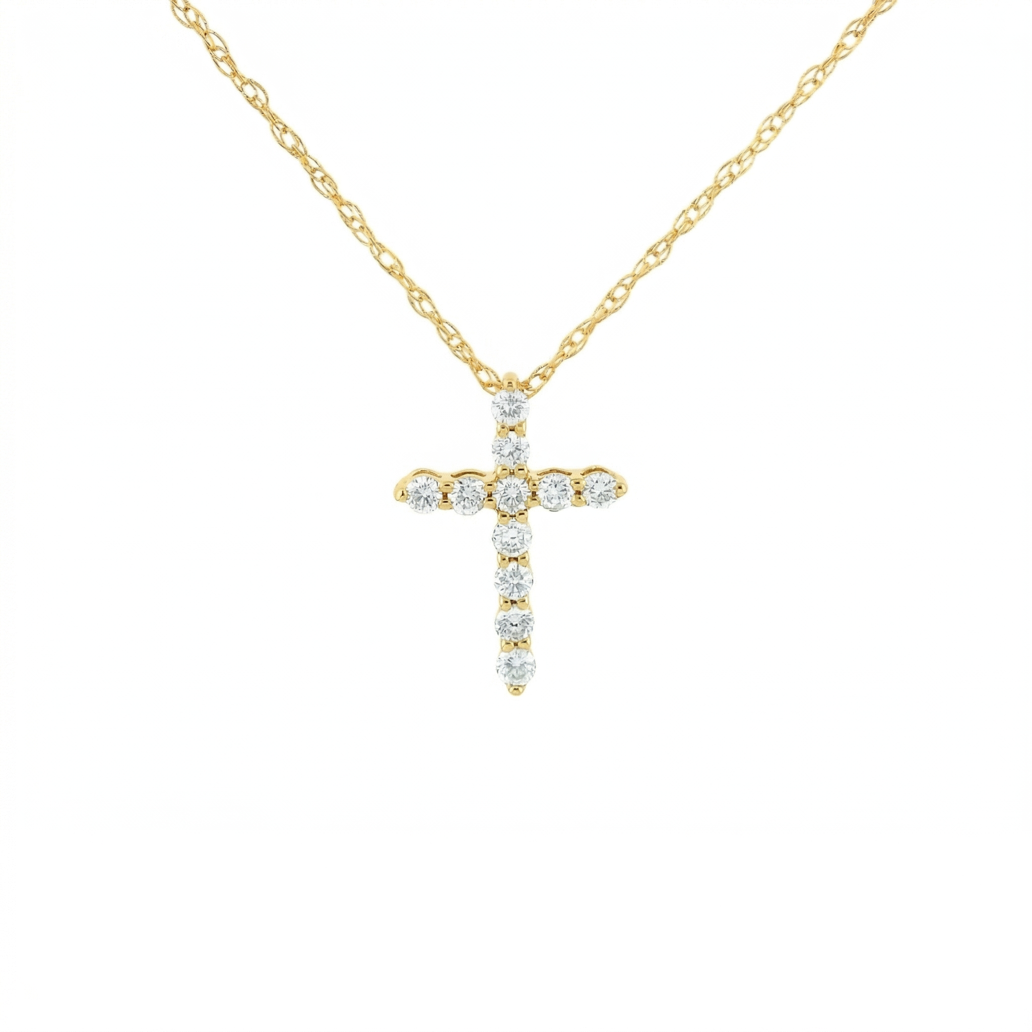 14k Gold Diamond Cross Necklace