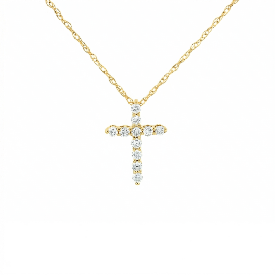 14k Gold Diamond Cross Necklace