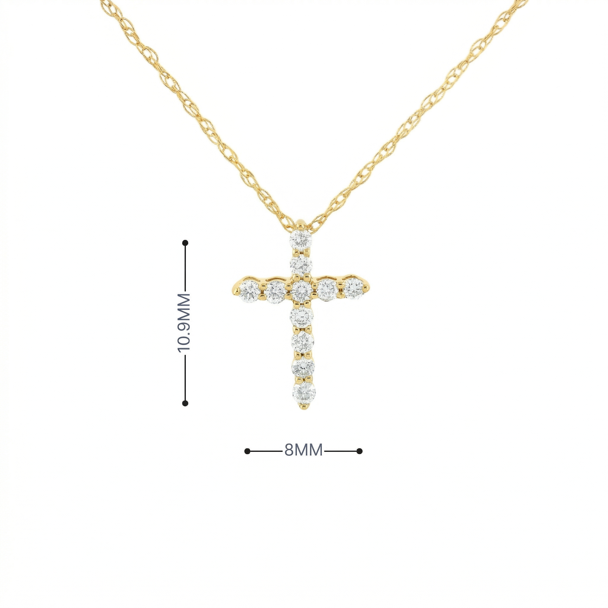 14k Gold Diamond Cross Necklace