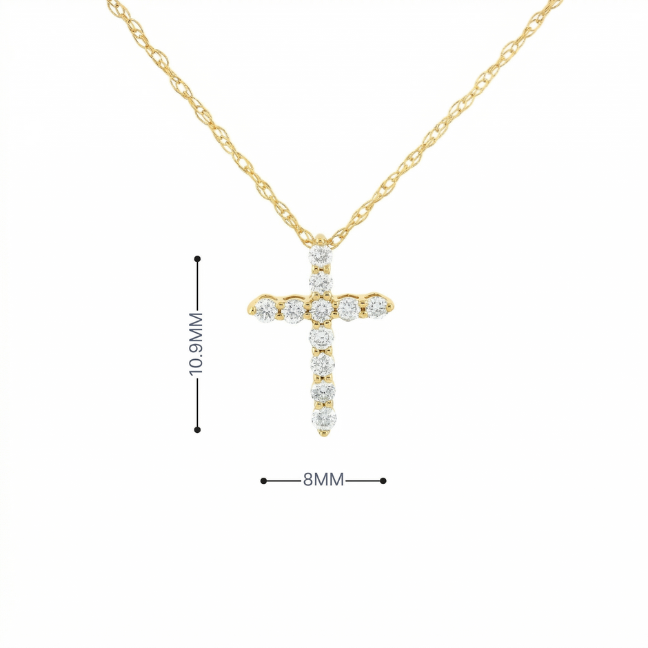 14k Gold Diamond Cross Necklace