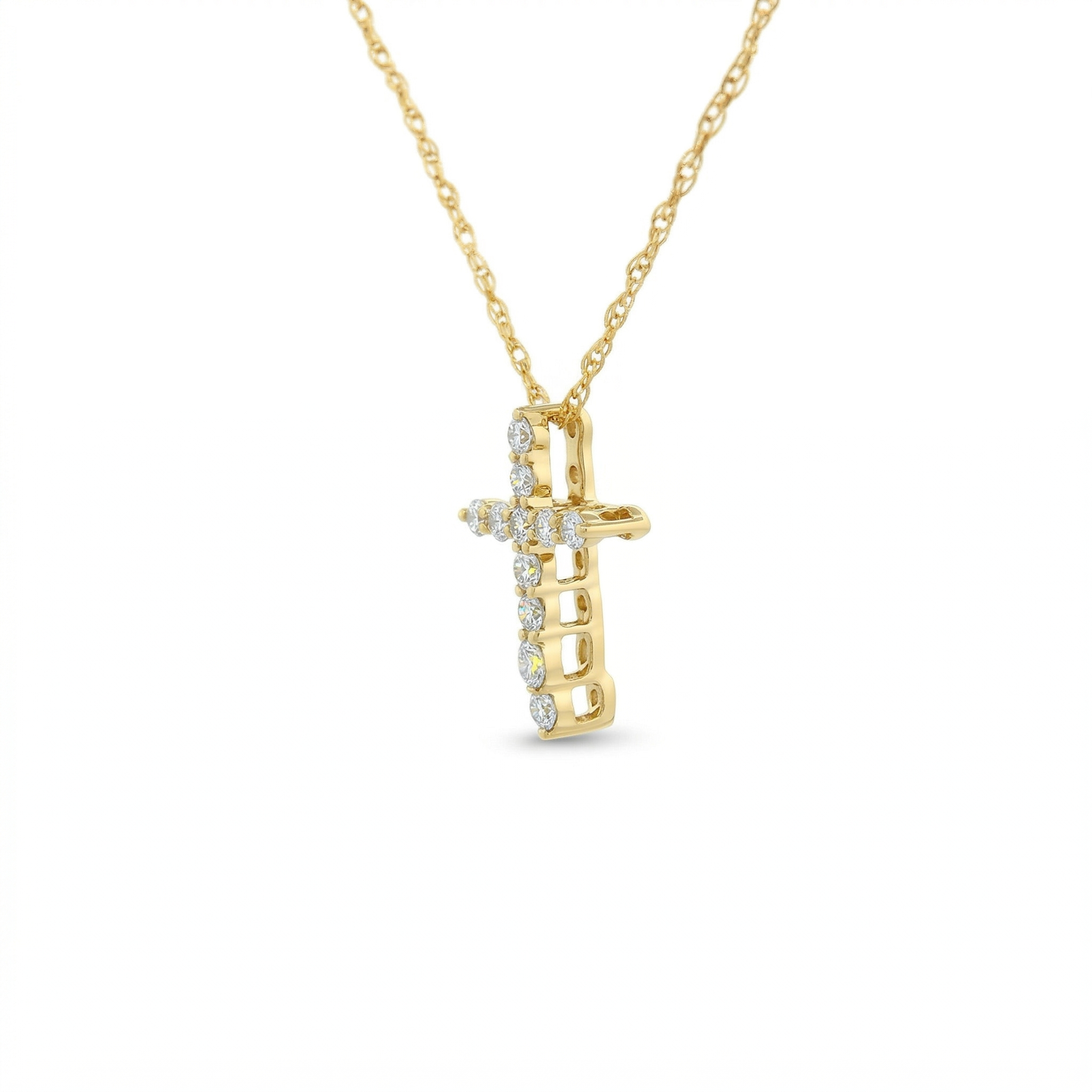 14k Gold Diamond Cross Necklace