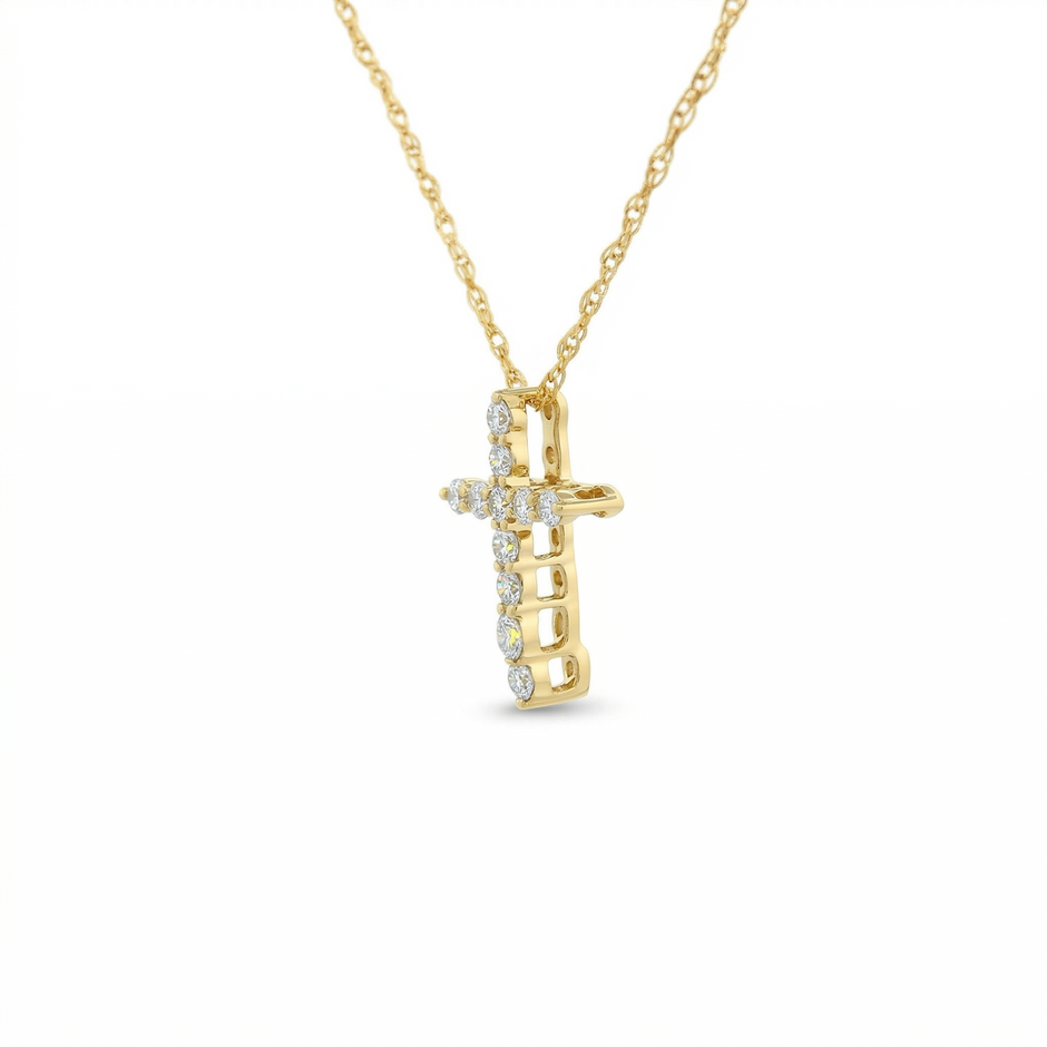 14k Gold Diamond Cross Necklace