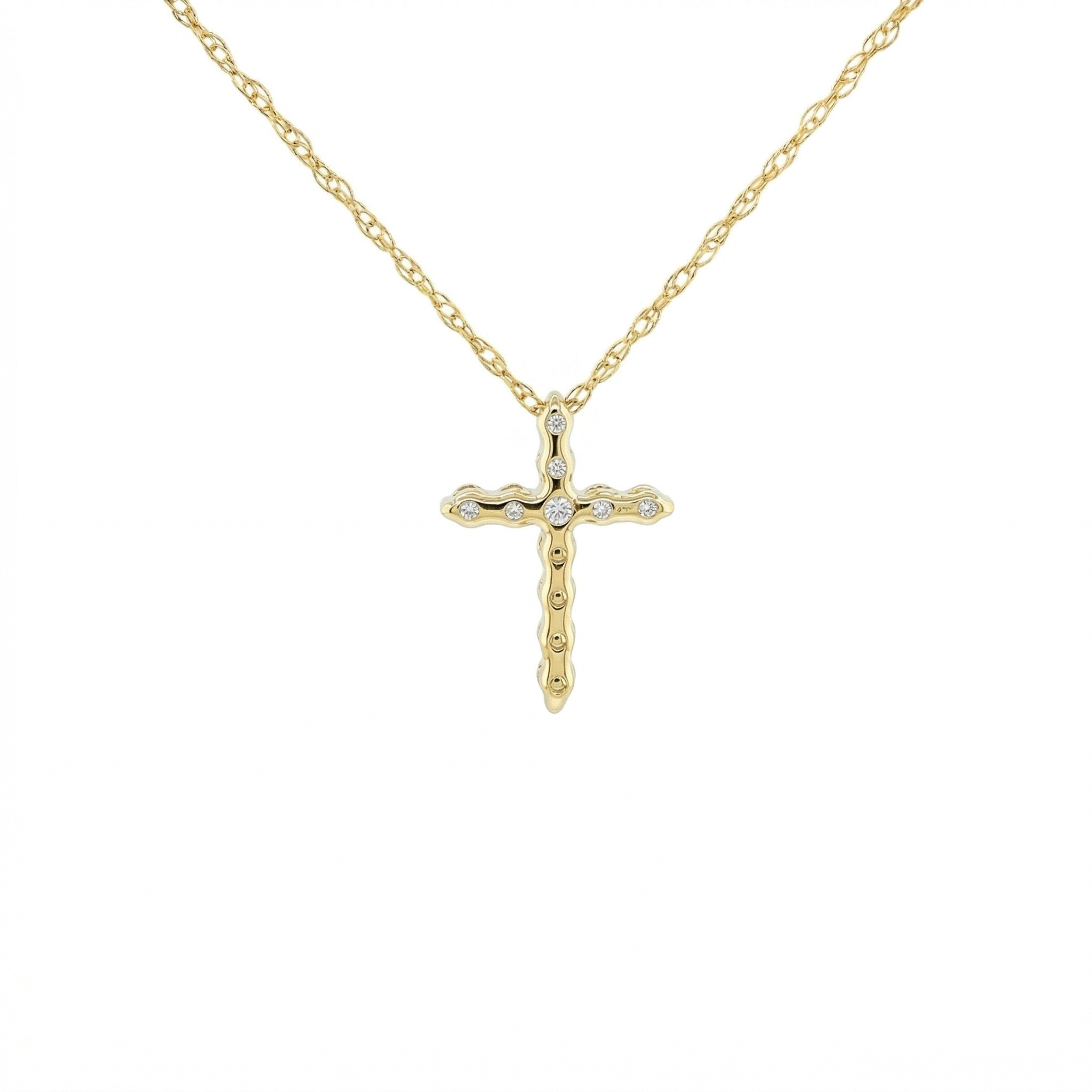 14k Gold Diamond Cross Necklace