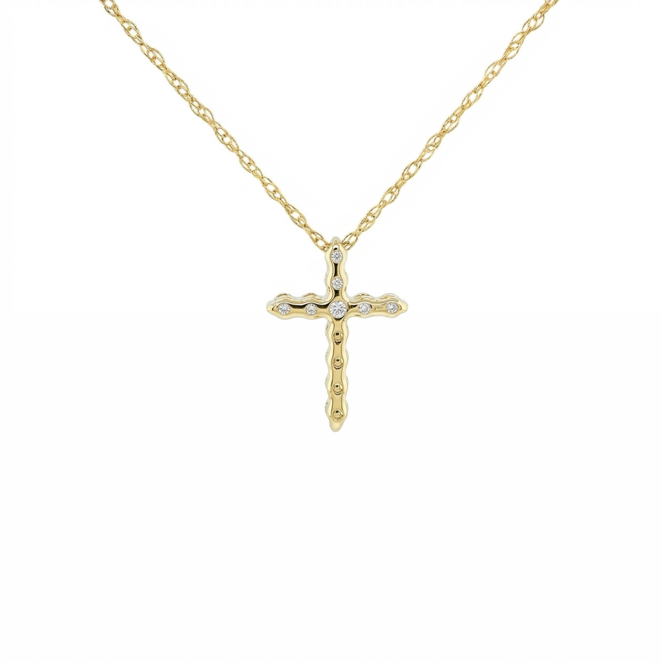 14k Gold Diamond Cross Necklace