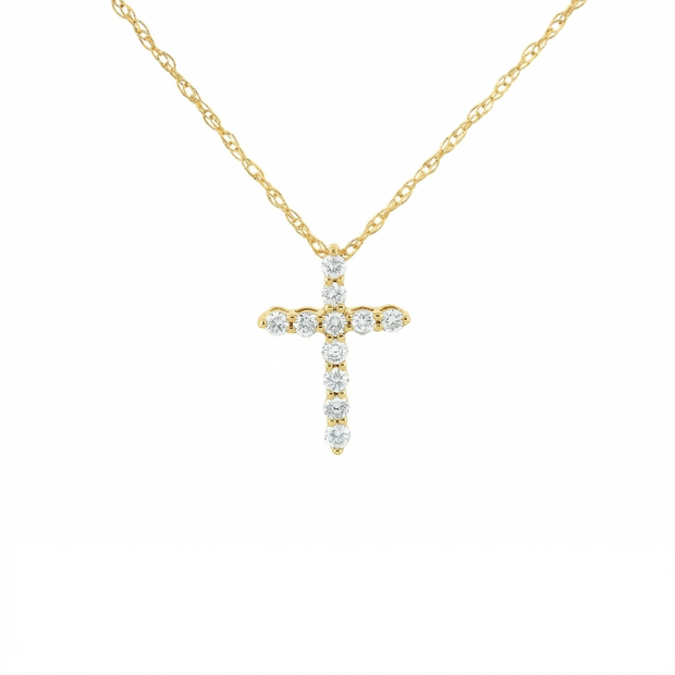 14k Gold Diamond Cross Necklace