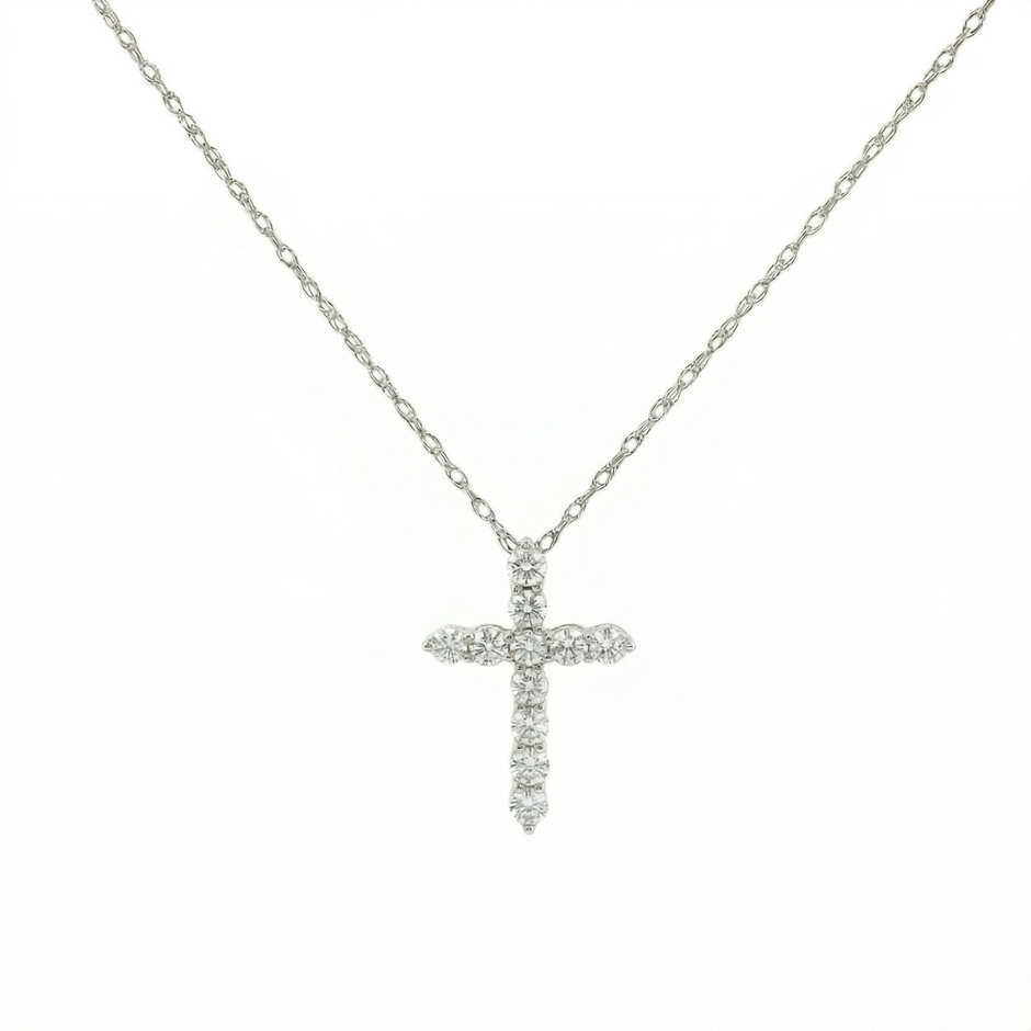 14k Gold Diamond Cross Necklace