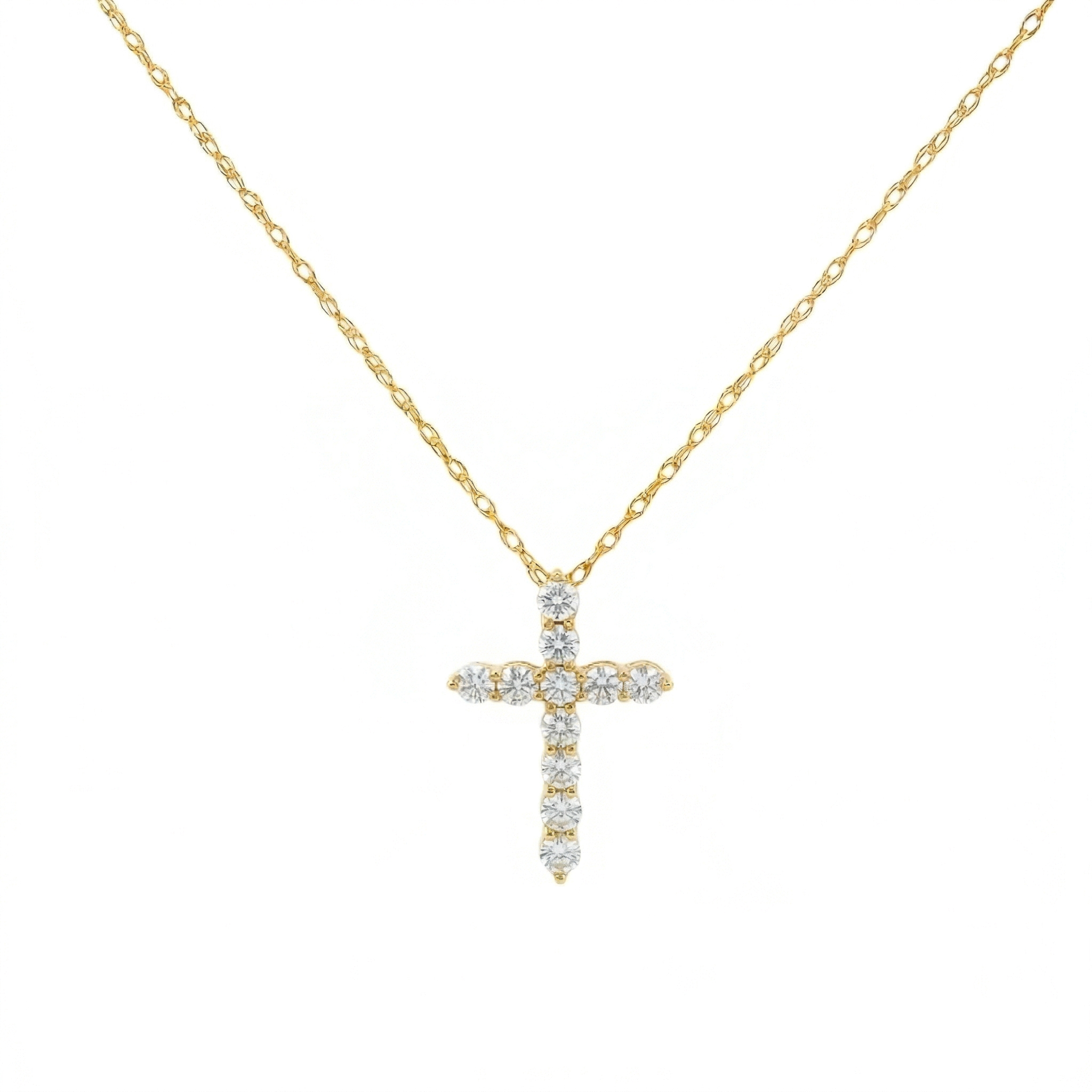 14k Gold Diamond Cross Necklace
