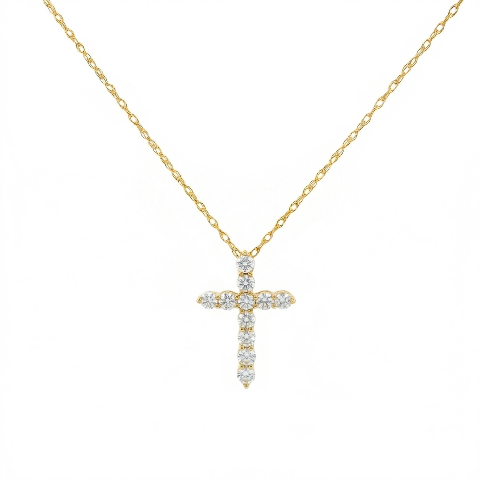 14k Gold Diamond Cross Necklace