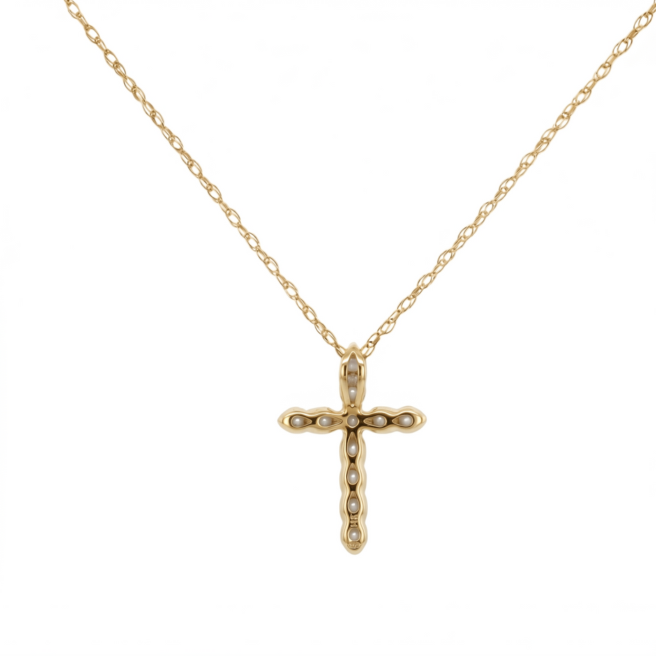 14k Gold Diamond Cross Necklace