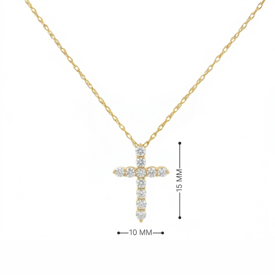 14k Gold Diamond Cross Necklace