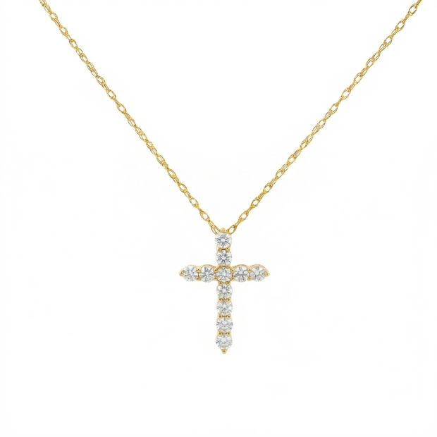14k Gold Diamond Cross Necklace