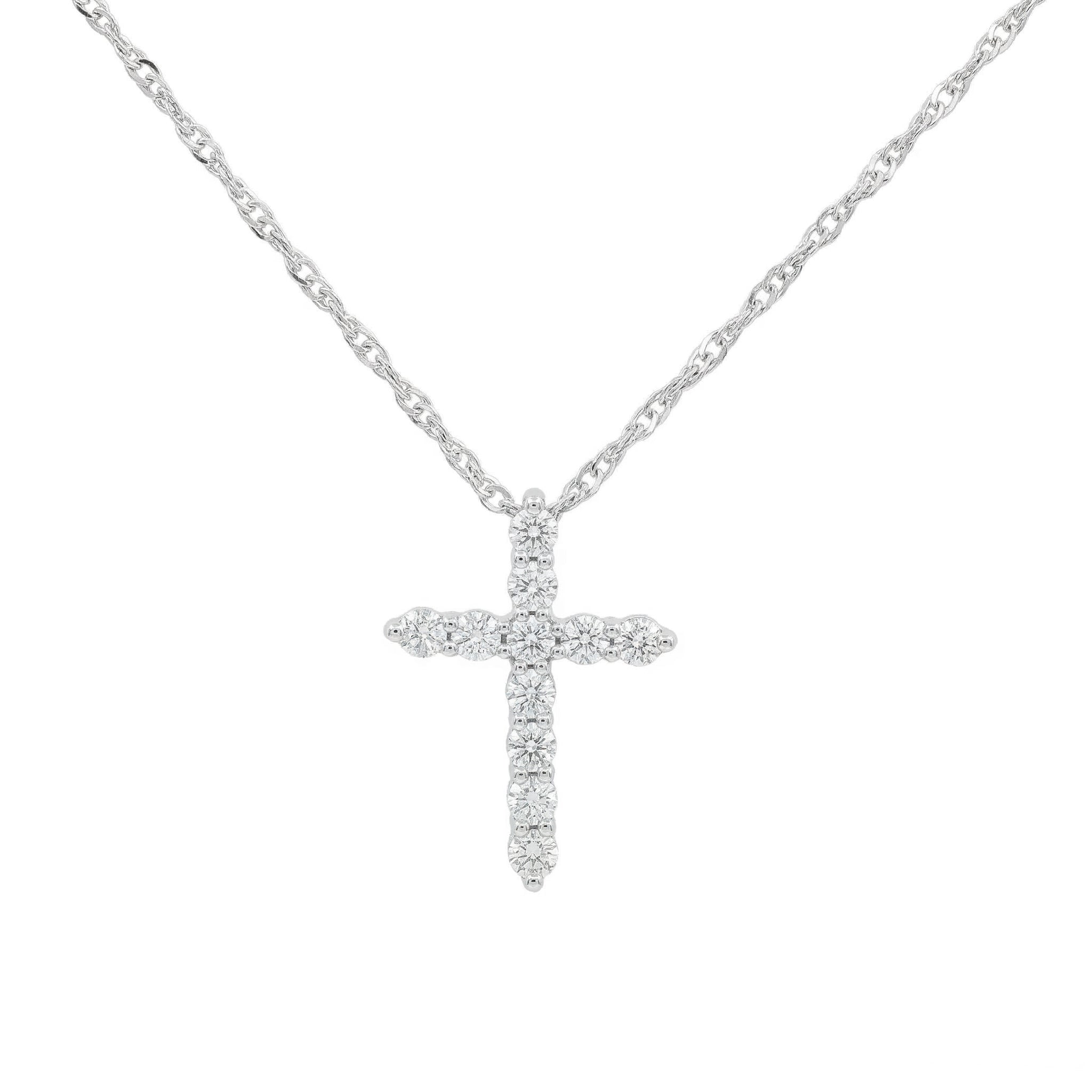 14k Gold Diamond Cross Necklace