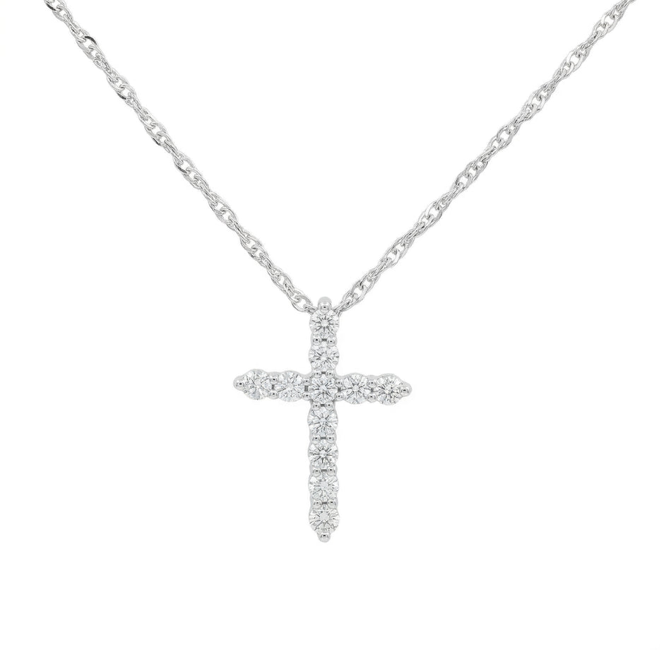 14k Gold Diamond Cross Necklace