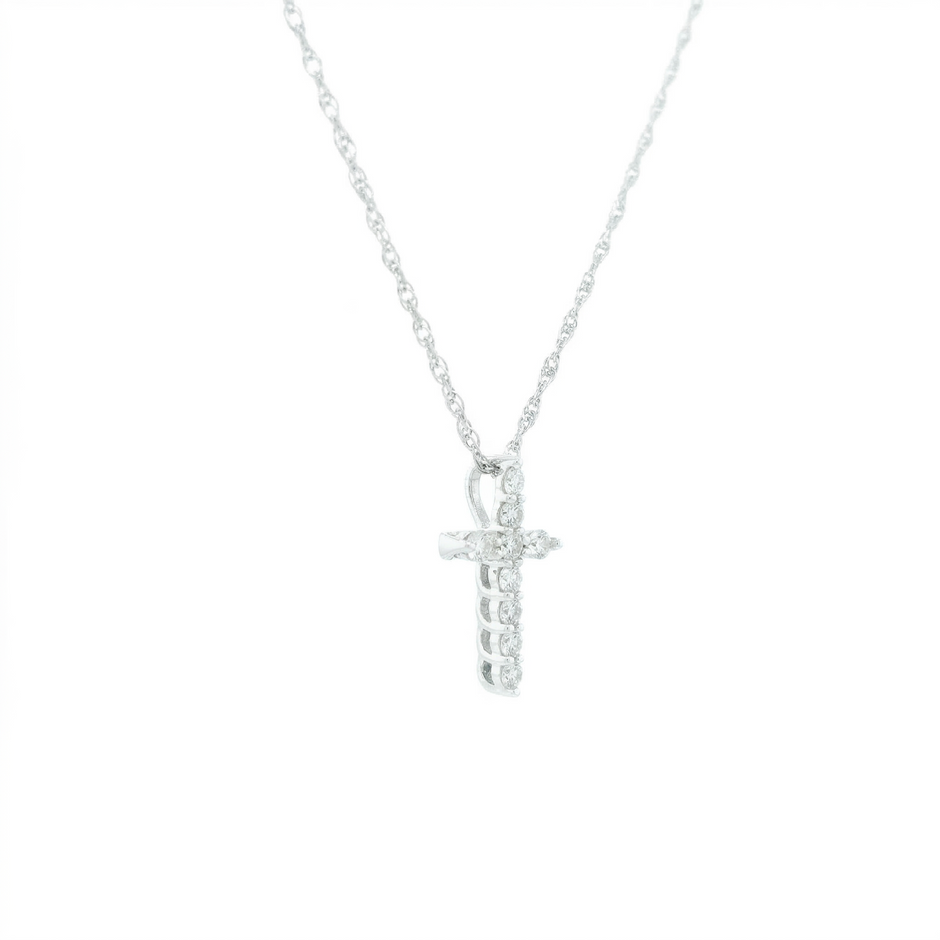 14k Gold Diamond Cross Necklace
