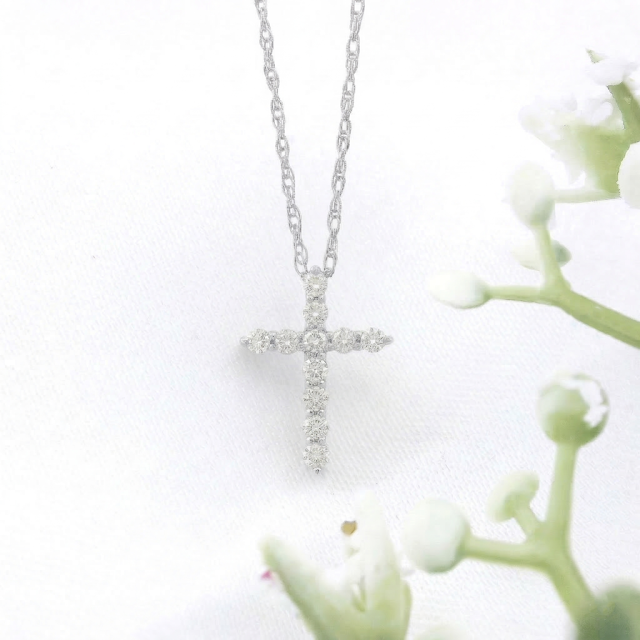 14k Gold Diamond Cross Necklace