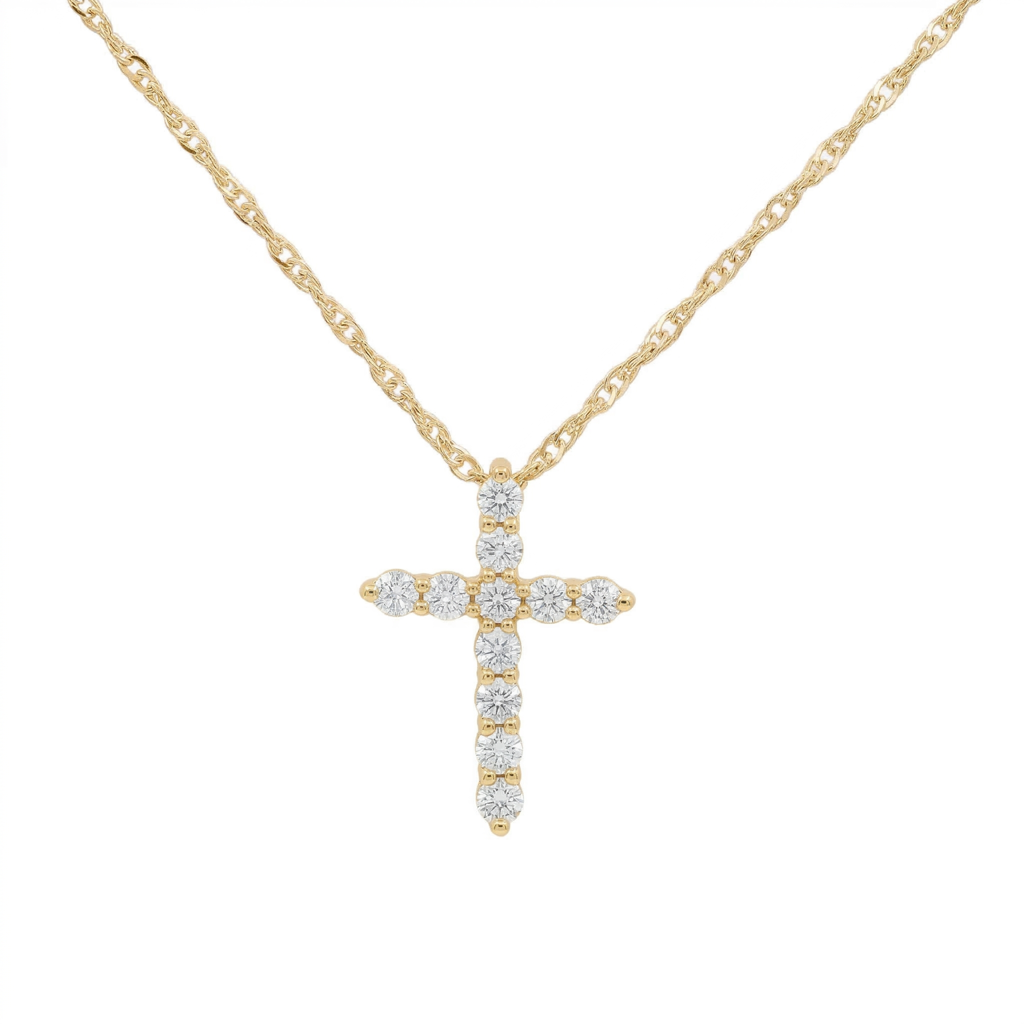 14k Gold Diamond Cross Necklace