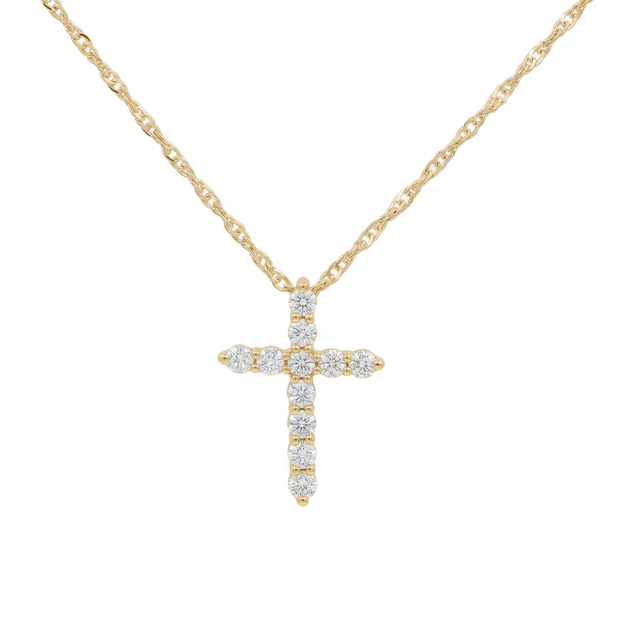 14k Gold Diamond Cross Necklace