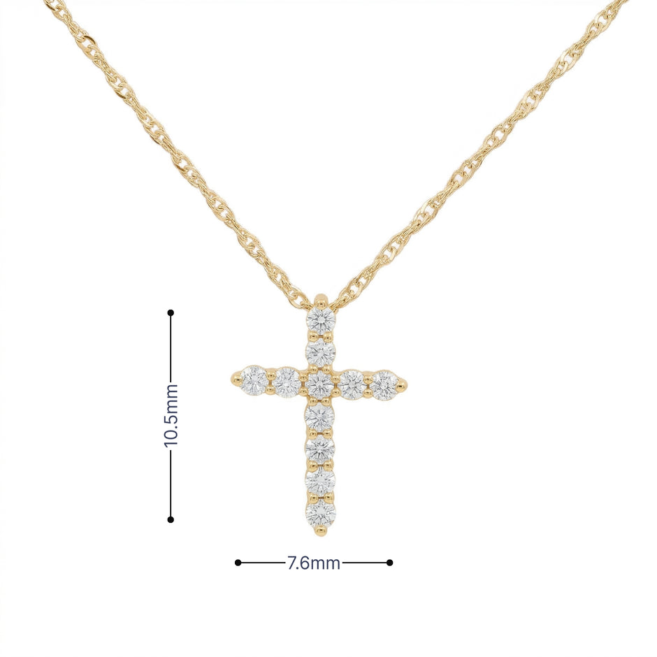 14k Gold Diamond Cross Necklace