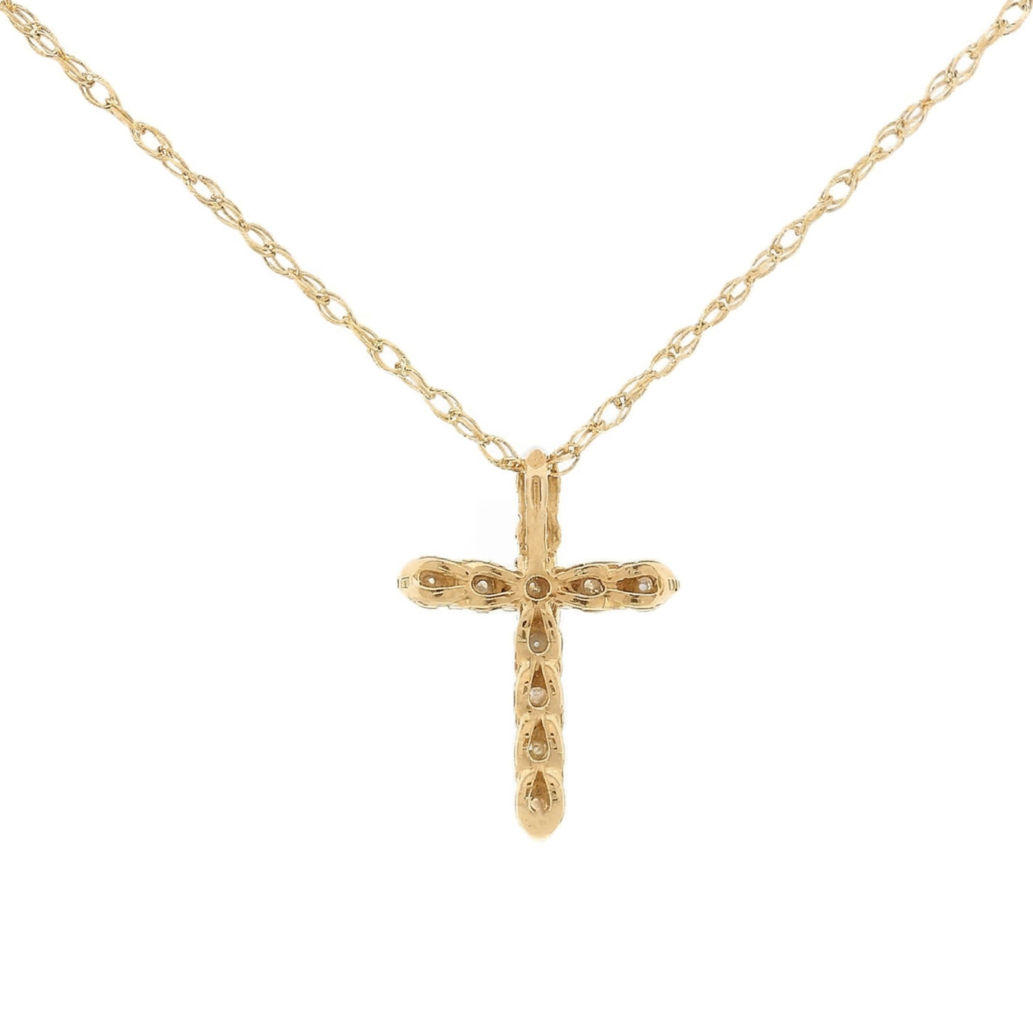 14k Gold Diamond Cross Necklace