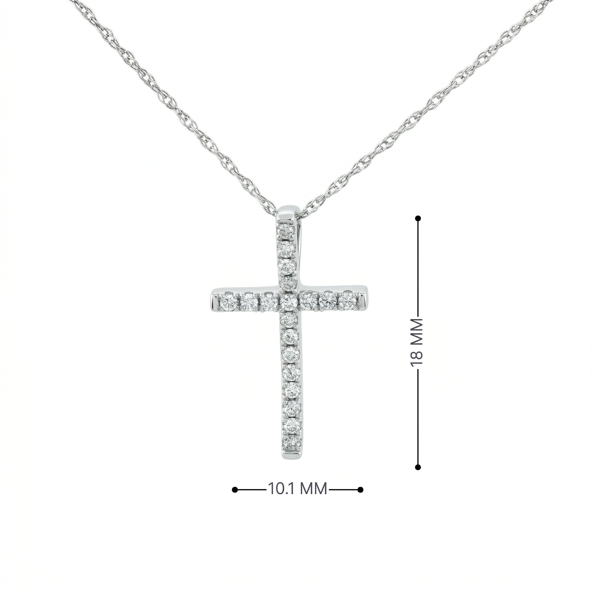 14k Gold Diamond Channel-Set Cross Necklace