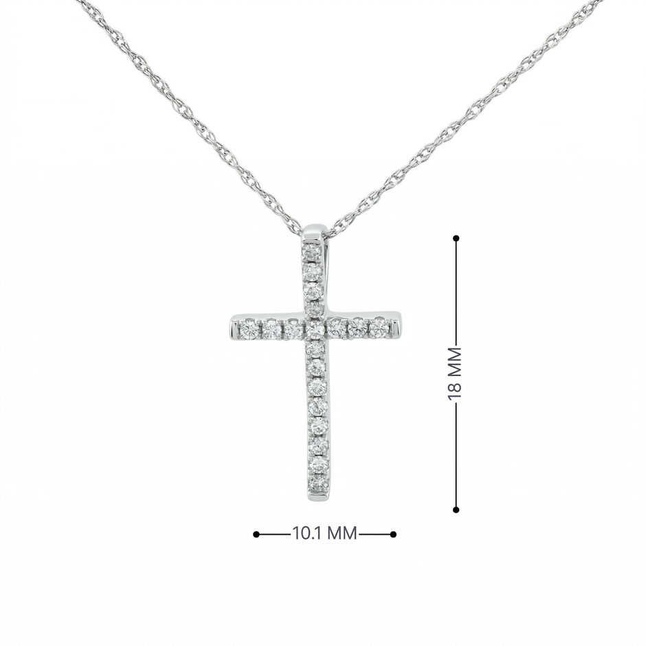 14k Gold Diamond Channel-Set Cross Necklace