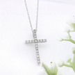 14k Gold Diamond Channel-Set Cross Necklace