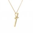 14k Gold Diamond Channel-Set Cross Necklace